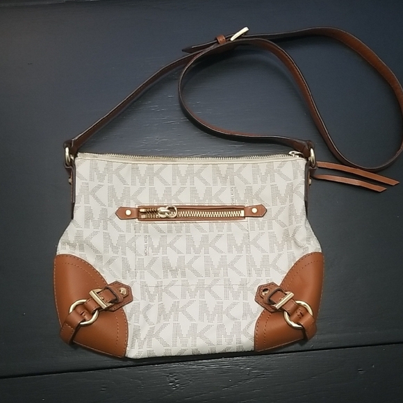 Michael Kors Brown and Cream Crossbody Leather Bag - Picture 2 of 11
